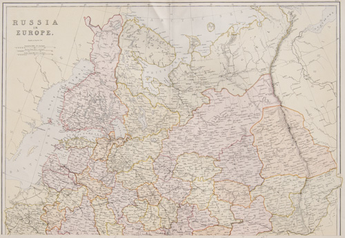 antique map of Russia and the Russian Empire